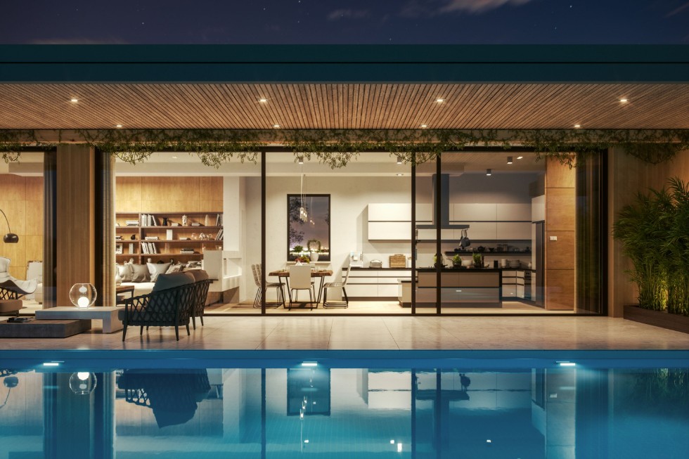 Indoor-outdoor living space in a Southern Utah custom home